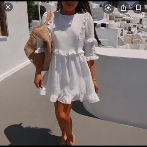 Lorna Luxe X In The Style- White Ruffle Mini Dress